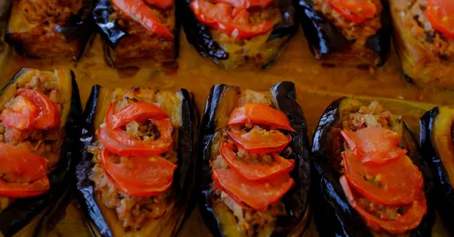 Stuffed Baby Aubergines with Rice