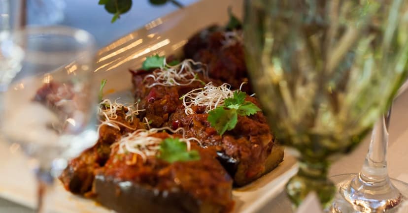 Mediterranean Lamb Stuffed Aubergine