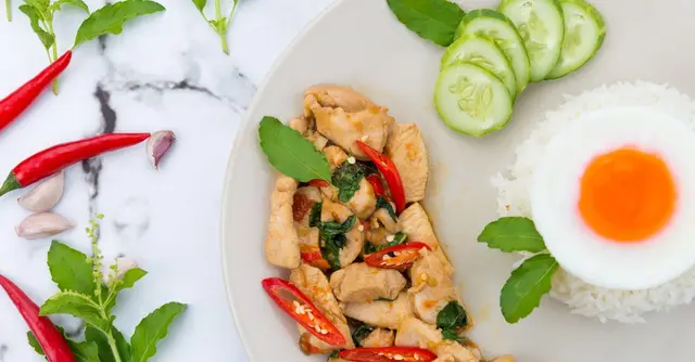 Thai Holy Basil Tofu Stir-Fry with Snake Beans & Chilli