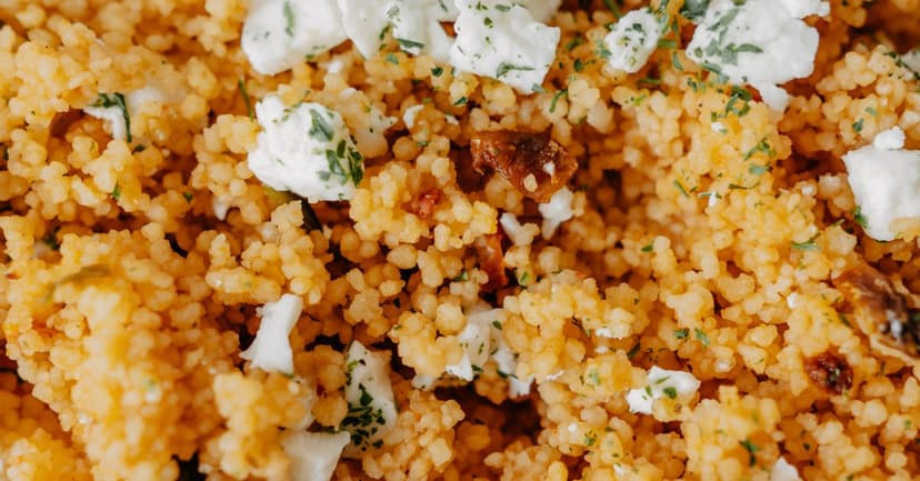 Spiced Halloumi and Aubergine Couscous with Lemon-Tahini Dressing