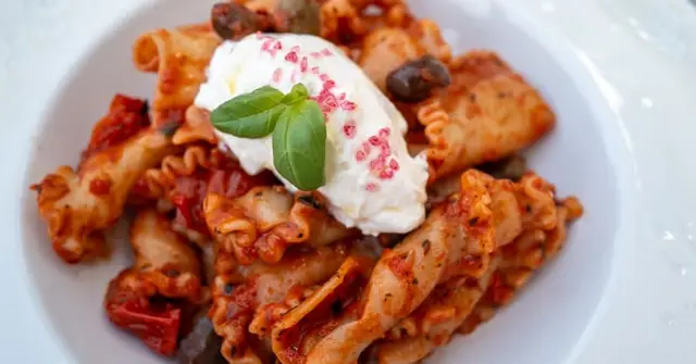 Lemony Orzo with Roasted Tomatoes, Spinach & Whipped Ricotta