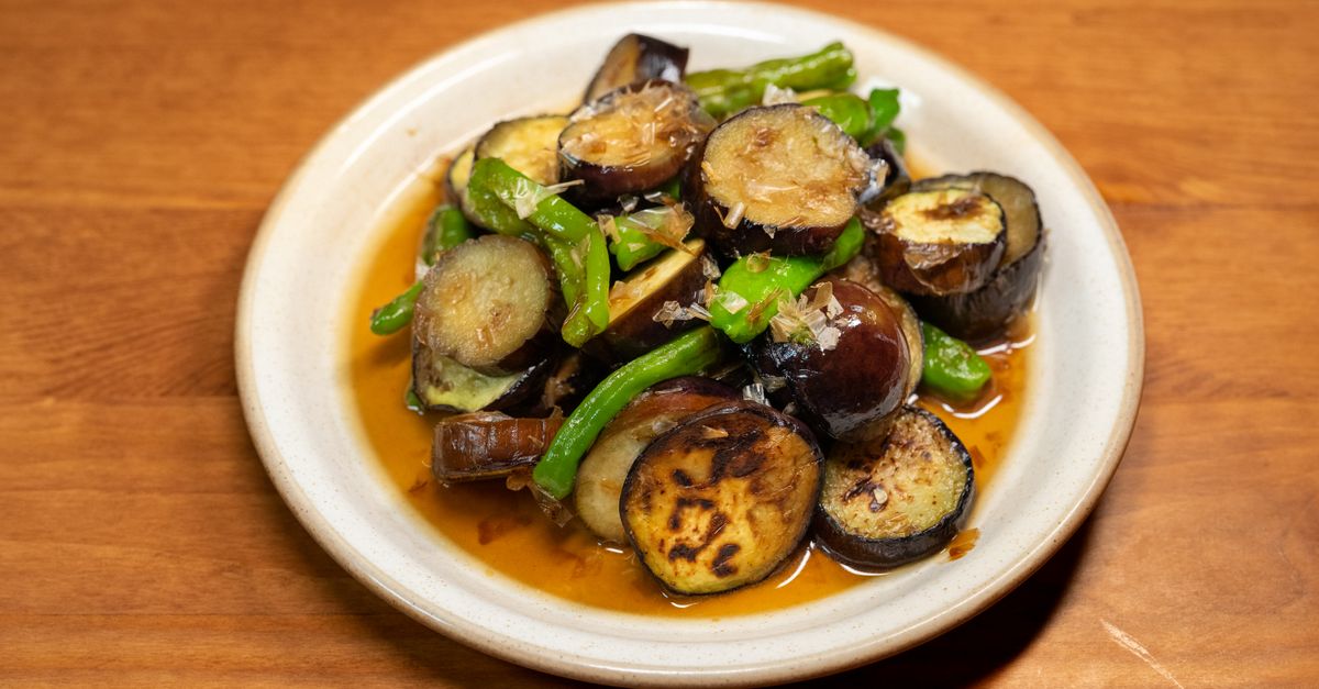 Umami-Glazed Aubergine with Sesame Greens