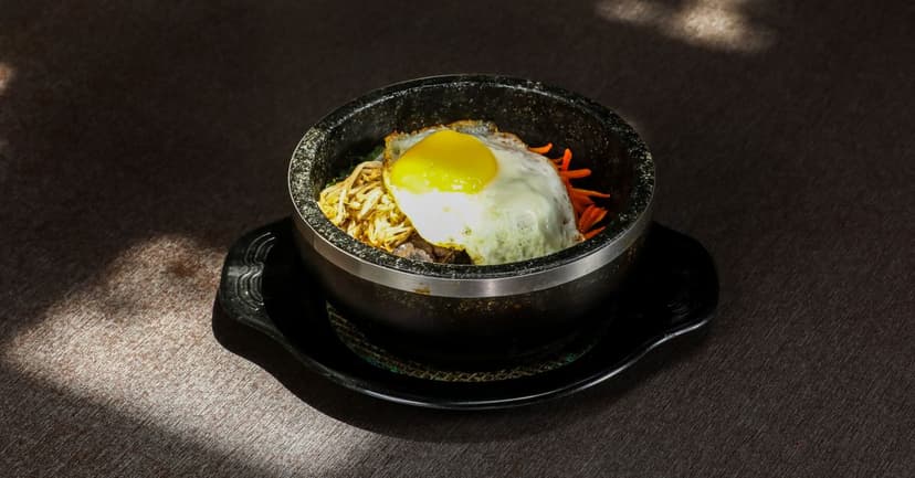 Korean Gochujang Tofu Bibimbap Bowl with Sesame Greens