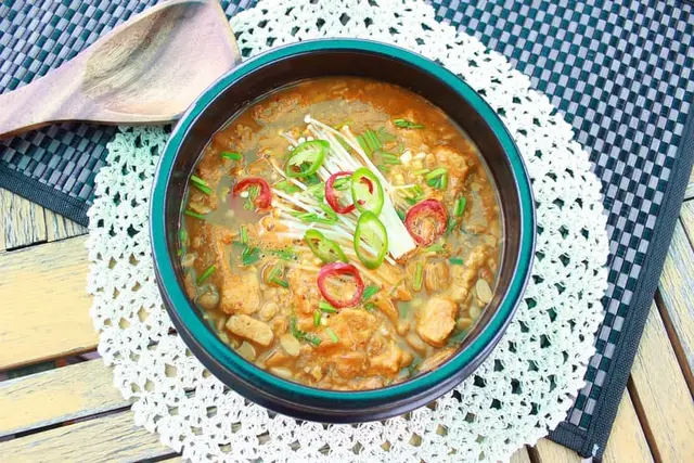 Korean Vegetable Doenjang Jjigae with Tofu & Mushrooms