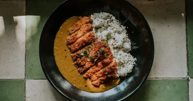 Japanese Vegetable Katsu Curry Udon with Pickled Vegetables