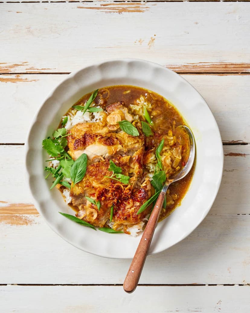 Golden Lemongrass Chicken Brothy Rice