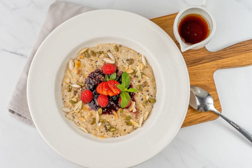 Barley Porridge with Orange, Almonds and Olive Oil