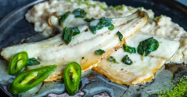 Pan-seared branzino with brown butter, lemon and capers