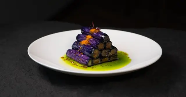 Miso-Glazed Aubergine with Soba Noodles and Pickled Radish