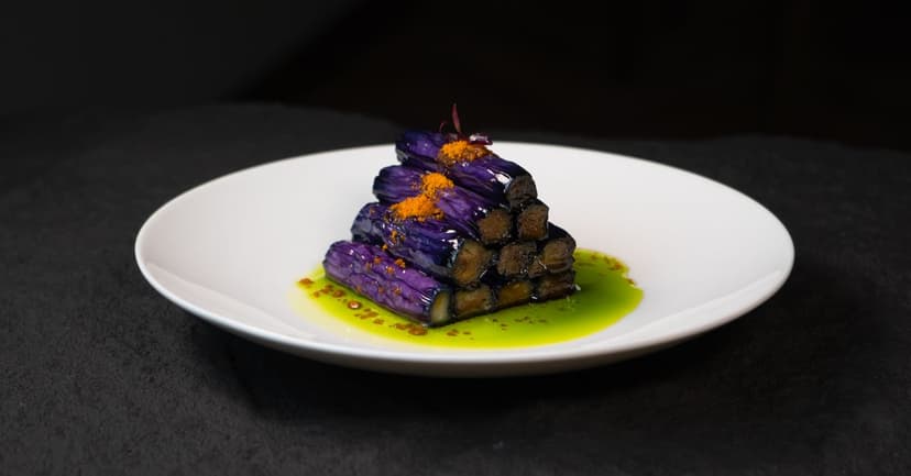 Miso-Glazed Aubergine with Soba Noodles and Pickled Radish