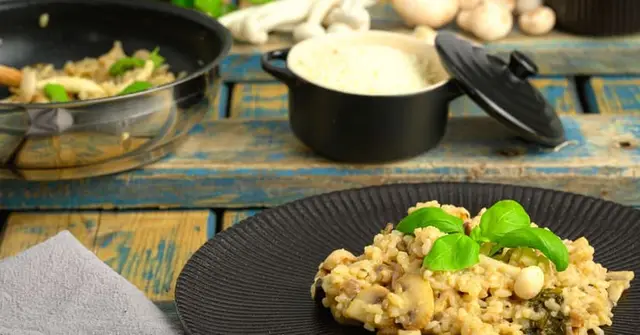 Wild Mushroom Risotto with Nutritional Yeast