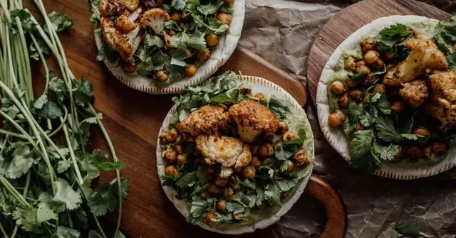 Indian Spiced Chickpea and Roasted Cauliflower Bowl with Yoghurt