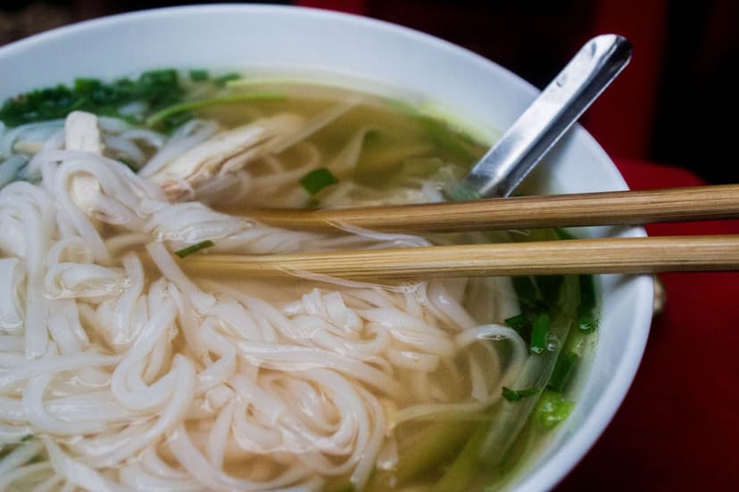 Ginger and Turmeric Chicken Broth with Rice Noodles