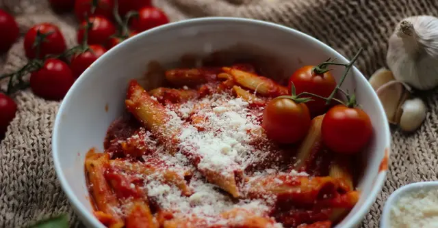 Creamy Tomato and Chickpea Penne with Roasted Garlic