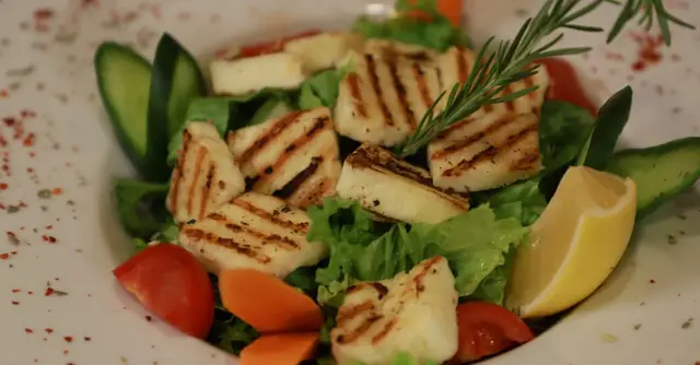 Lemon Herb Halloumi Traybake with Giant Couscous and Roasted Vegetables