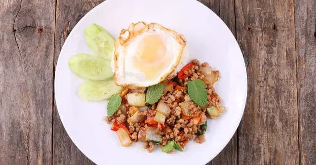 Thai Basil Turkey Stir-Fry with Jasmine Rice and Crispy Garlic