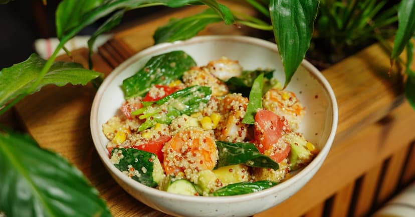 Mexican Quinoa Bowl with Black Beans and Avocado Lime Dressing