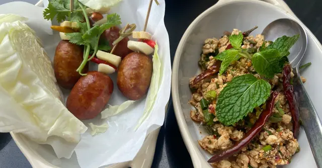 Thai Turkey Larb with Crispy Rice and Lettuce Cups