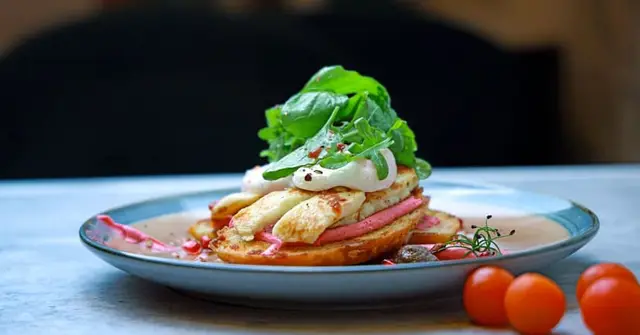 Levantine Grilled Halloumi with Charred Vegetables, Pomegranate & Sumac Dressing