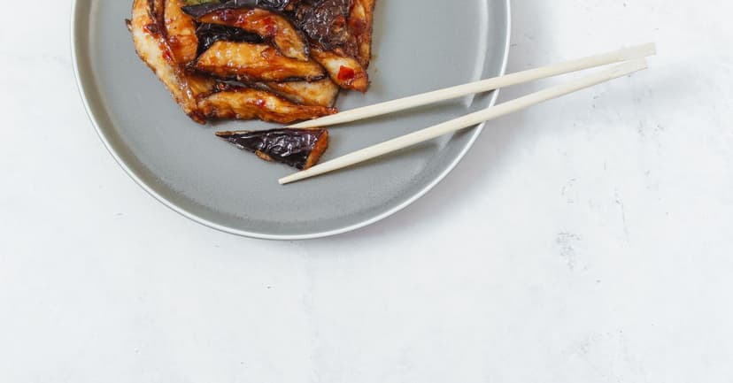 Japanese Miso-Glazed Aubergine with Edamame and Rice