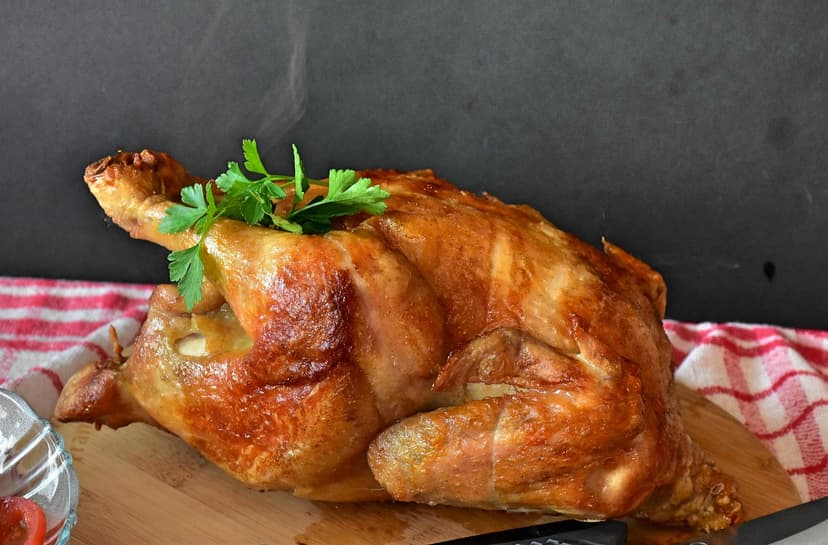 Moroccan Spiced Roasted Chicken with Charred Vegetables and Pomegranate Yoghurt