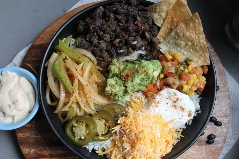 Black Bean and Pumpkin Seed Chilli over Brown Rice