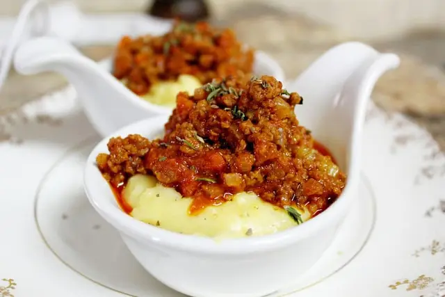 Italian Lentil & Roasted Pepper Ragù with Crispy Parmesan Polenta Squares