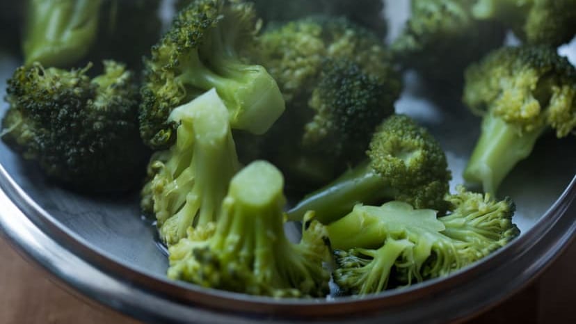 Close-up of fresh steamed broccoli, perfect for healthy meal concept.