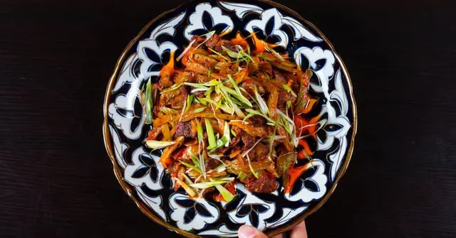 Korean Gochujang Beef Stir-Fry with Sesame, Shiitake and Crispy Rice