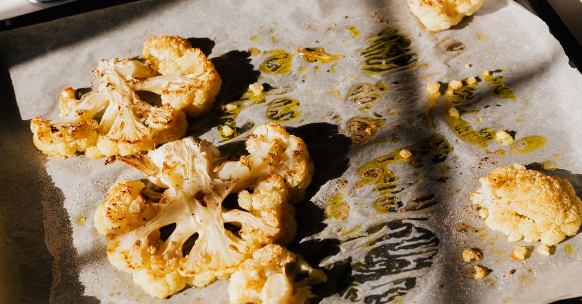 Harissa Roasted Cauliflower Steaks with Tangy Tahini Yoghurt