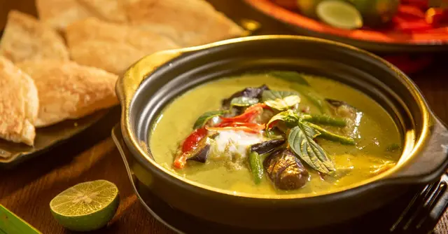 Thai Green Curry with King Prawns and Thai Basil