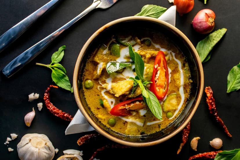 Thai Green Curry with King Prawns and Thai Basil