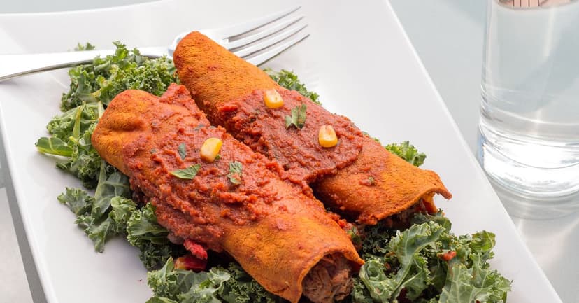 Mexican Black Bean and Sweet Potato Enchiladas with Verde Sauce