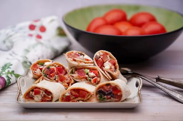 Greek Spinach & Feta Wrap with Roasted Vegetables