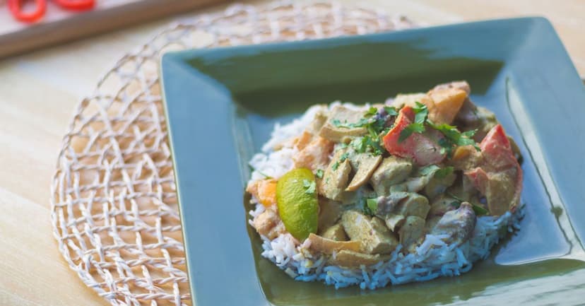 Thai Green Curry with Chicken Thighs and Jasmine Rice