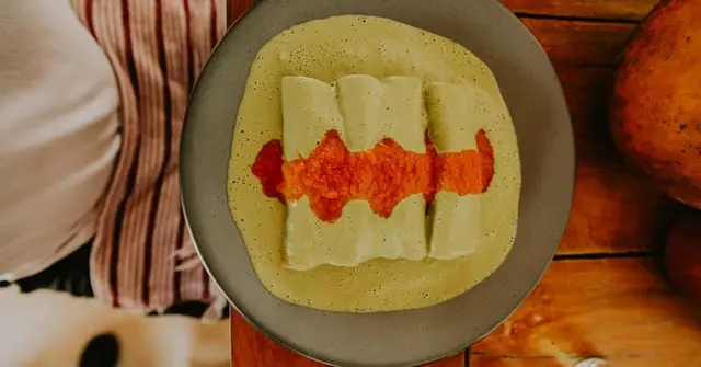Black Bean and Roasted Pepper Enchiladas with Chipotle Crema