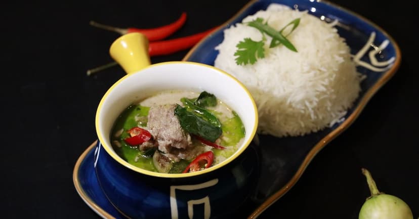 Thai Green Curry with Mixed Vegetables and Jasmine Rice
