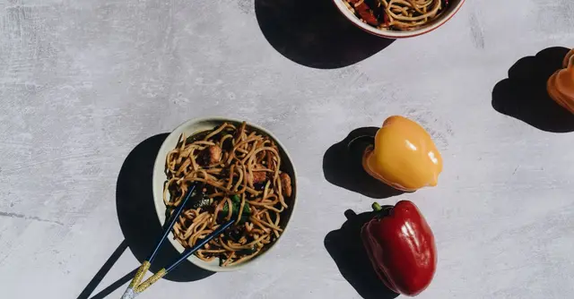 Gochujang-Crisp Halloumi with Sesame Garlic Noodle Bowl