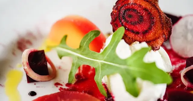 Grilled Halloumi with Roasted Beetroot, Pomegranate & Walnut Salad