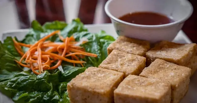 Asian Crispy Tofu Lettuce Wraps with Ginger-Soy Sauce