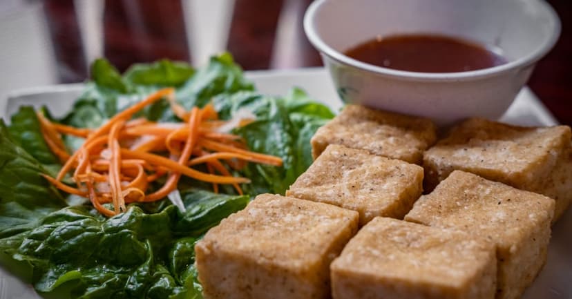 Asian Crispy Tofu Lettuce Wraps with Ginger-Soy Sauce