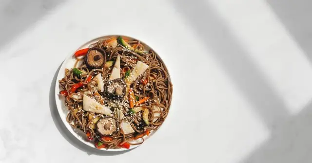 Miso-Marinated Charred Halloumi with Soba & Sesame Cucumber