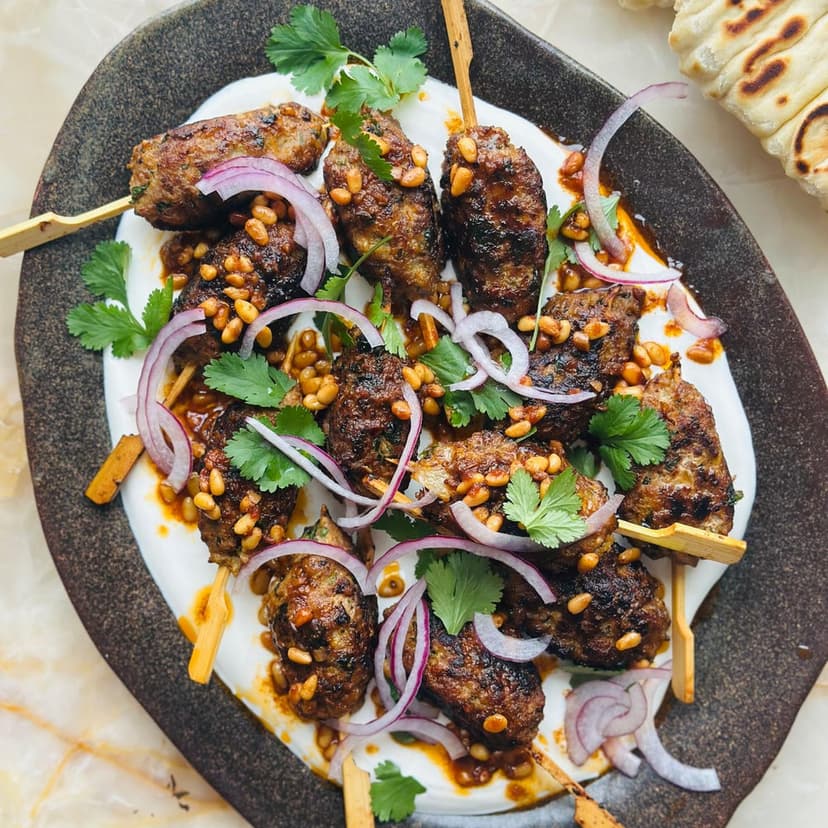 Lamb kofte with pilpelchuma pine nut oil
