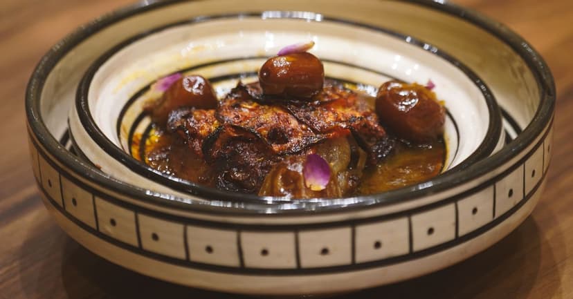 Spiced Aubergine and Chickpea Tagine with Couscous
