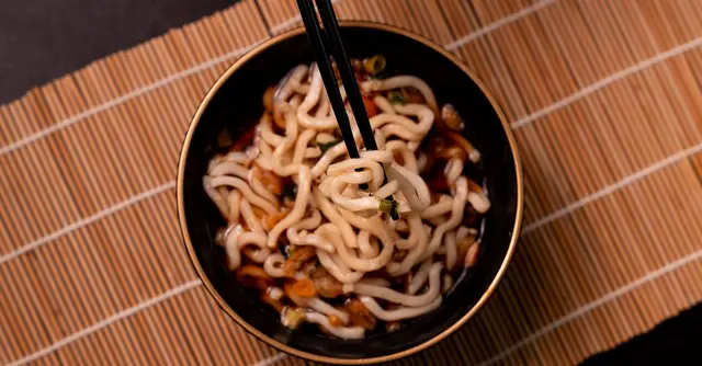 Miso Butter Udon with Crispy Tempeh, Pak Choi and Sesame Chilli Oil