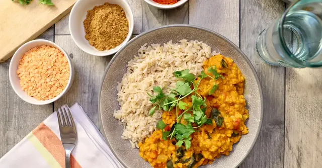 Creamy Coconut Lentil Curry with Spinach