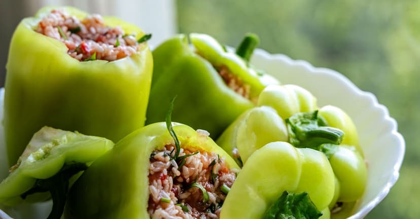 Peruvian Quinoa Stuffed Peppers with Aji Verde