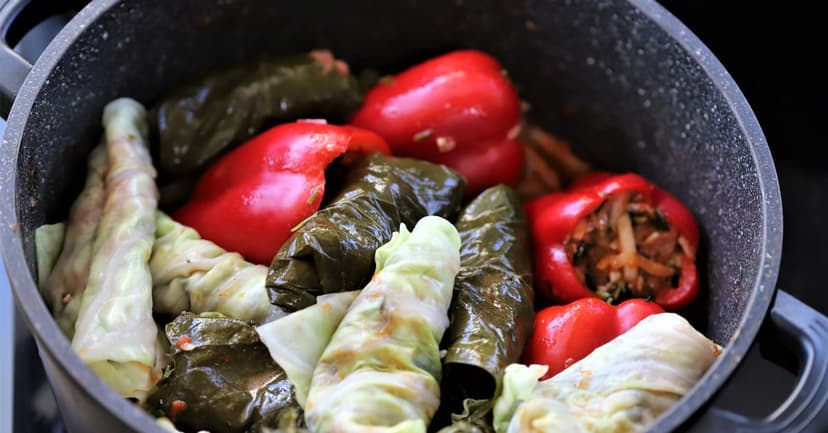 Herby Halloumi & Lentil-Stuffed Roasted Peppers with Garlic Yoghurt