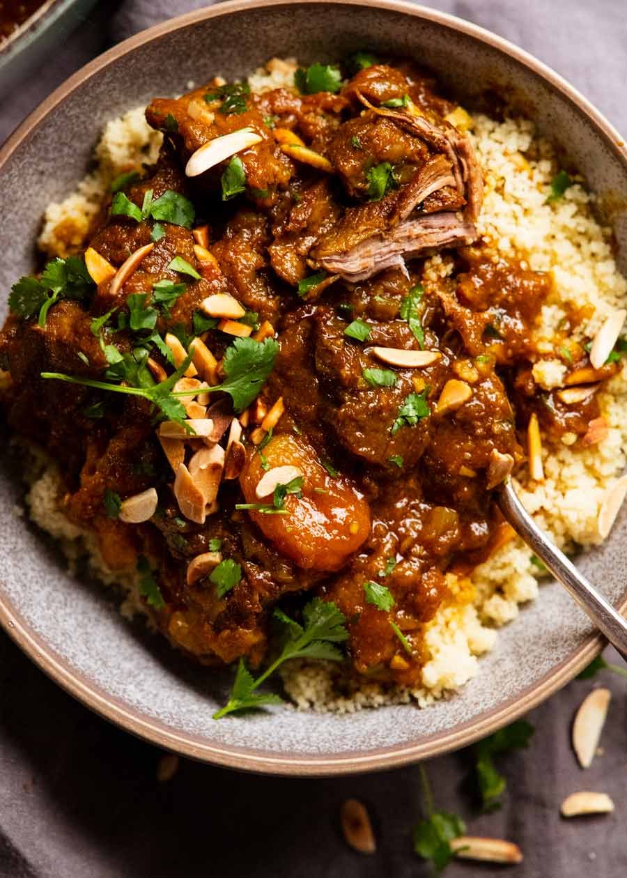 Lamb tagine with ras el hanout spices, apricots and lemon