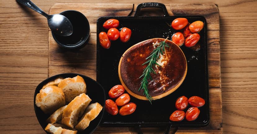 Baked Feta with Roasted Tomatoes, Olives and Orzo